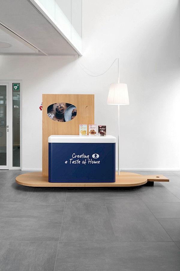 Flexible Plattformen für die Eingangshalle bei Dr. Oetker in Obergösgen