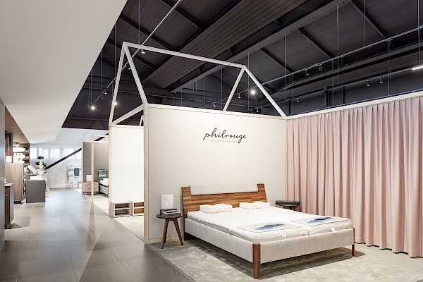 Showroom mit wohnlicher Atmosphäre für das Bettenhaus Thönig in St.Gallen