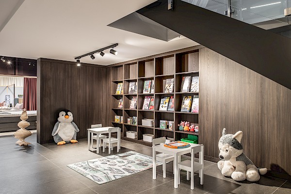 Showroom mit wohnlicher Atmosphäre für das Bettenhaus Thönig in St.Gallen