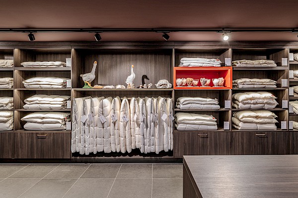 Showroom mit wohnlicher Atmosphäre für das Bettenhaus Thönig in St.Gallen