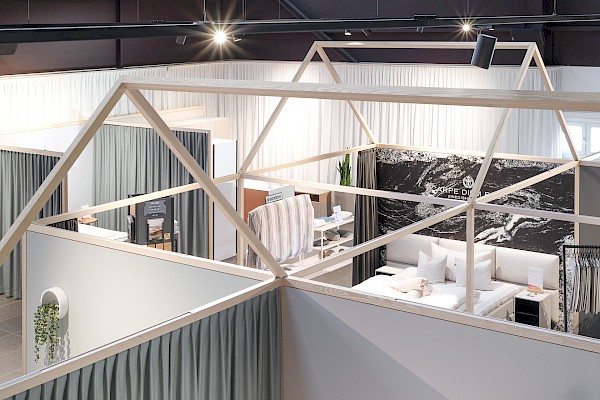 Showroom mit wohnlicher Atmosphäre für das Bettenhaus Thönig in St.Gallen