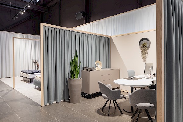 Showroom mit wohnlicher Atmosphäre für das Bettenhaus Thönig in St.Gallen
