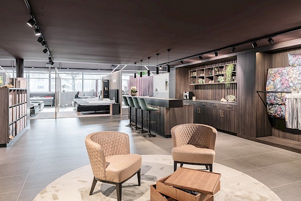 Showroom mit wohnlicher Atmosphäre für das Bettenhaus Thönig in St.Gallen